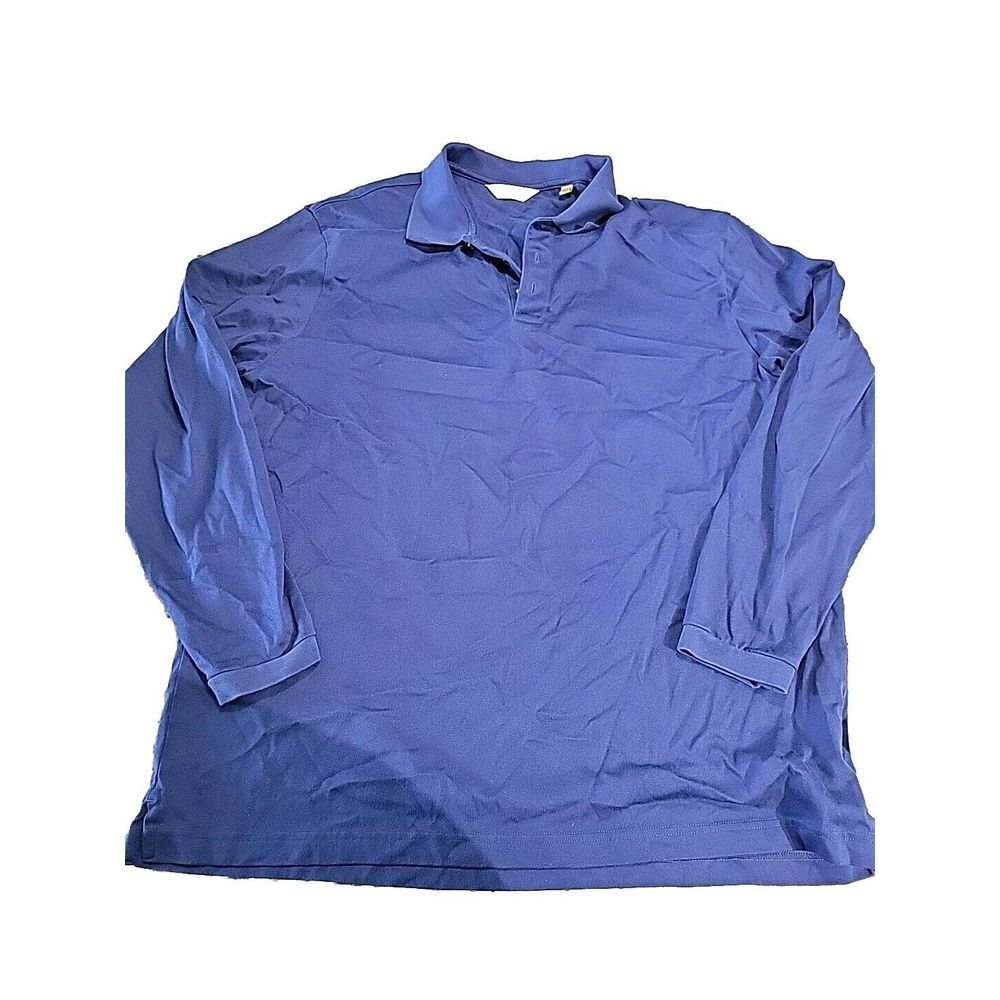 Mens Shirt Polo Gold Label Roundtree & Yorke L‎ Blue Long Sleeve Pullover